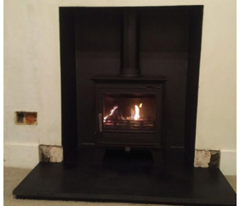 ACR Malvern Multi-fuel Stove Installation - with honed black granite hearth fitted in Guildford, Surrey.